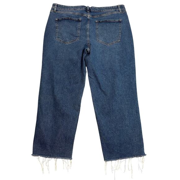 Wild Fable Jeans WMNS 12 medium Wash High Rise Straight Ankle Cropped Raw Hem - Picture 3 of 9